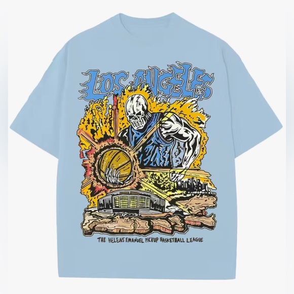 Los Angeles City Of Angels Basketball Team Skull T-Shirt Men XL W Lotas Style - Picture 3 of 16